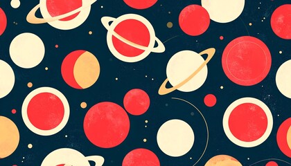 Wall Mural - Cosmic Planets Seamless Pattern.