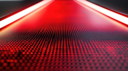 Poster - Red LED illuminated pathway, converging lines, digital texture