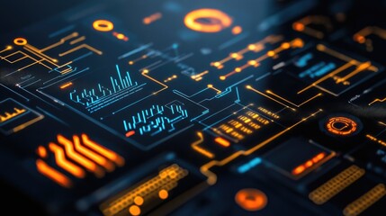 Poster - Futuristic digital interface showcasing dynamic data streams and circuit patterns