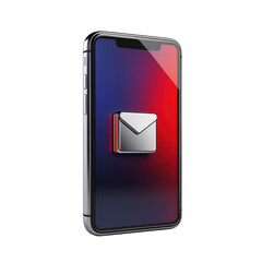 Poster - The thrill of a fresh email on a sleek smartphone with a chrome email icon on transparent background