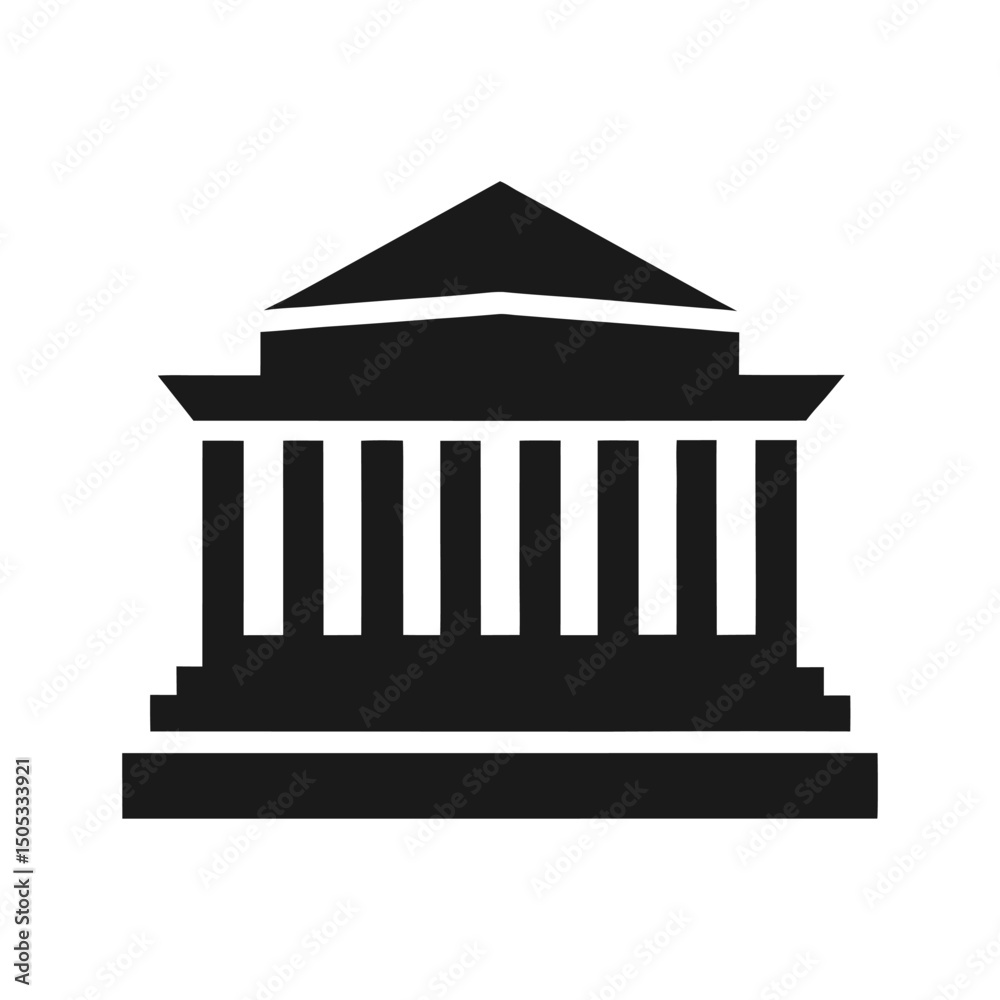 Simple Government Building Simple black silhouette of government building with columns and ...