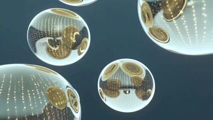 Poster - Abstract shapes floating and rotating slowly in space with soft gradients  