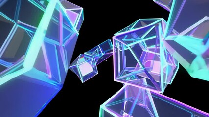 Poster - Abstract shapes floating and rotating slowly in space with soft gradients  