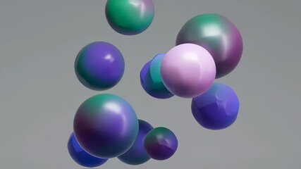 Poster - Abstract shapes floating and rotating in space with soft gradients  