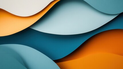 Poster - Abstract Wavy Background Design with Layers of Soft Blue, Orange, and Neutral Tones for Modern Art and Creative Projects