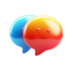Poster - Two glossy speech bubbles sharing smiles symbolizing friendly on transparent background