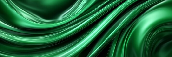 Poster - Abstract Swirling Green Silk Texture Background, Elegant Emerald Pattern, Luxurious Design Element