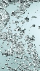 Aufkleber - Super Slow Motion of Bubbling Blue Water in Detail. Extreme Macro Shot, Abstract Texture. Filmed on High Speed Cinema Camera, 1000 fps. Vertical Aspect Ratio.