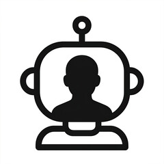 Poster - Black Robot Avatar Profile Icon on Grey Background