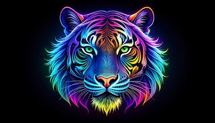  Rainbow Tiger Head Portrait.