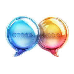 Poster - A vibrant exchange of ideas two luminous speech bubbles bridging on transparent background
