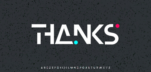 Aufkleber - Thanks for subscribers, futuristic digital text in techno AI style. Scifi inspired typography with abstract geometric forms for logo, headline, EDM design. Vector illustration.