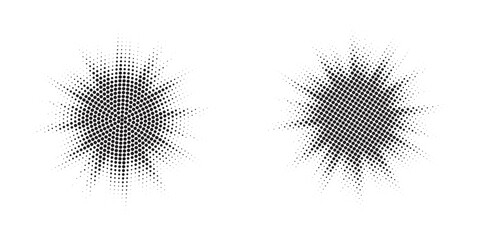 Leinwandbilder - Halftone circle frame background set. Round border Icon using halftone random circle. Grunge circular stain. Vector illustration.	