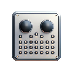 Aufkleber - Captivating Metallic Square Panel with Glowing Lights and Controls a on transparent background