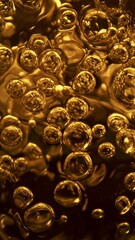 Aufkleber - Super Slow Motion of Bubbling Golden Liquid in Detail. Extreme Macro Shot, Abstract Texture. Filmed on High Speed Cinema Camera, 1000 fps.