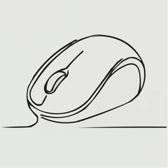 Poster - Minimalist outline of a computer mouse on a light background  