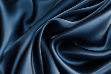 Poster - Dark Blue Silk Fabric With Soft Folds, Ideal for Fashion Design and Luxury Branding, Conveying Elegance and Sophistication : Generative AI