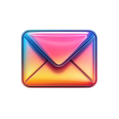 Poster - A vibrant glossy email icon shimmering with rainbow hues on a dark on transparent background