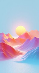 Aufkleber - Pastel Colored Mountain Range at Sunrise, Representing Serenity and a Peaceful Escape for Travel and Wellness : Generative AI