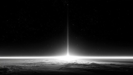 Leinwandbilder - Monochrome View of Earth From Space With Light Beam, Representing Innovation and Technological Advancement in the Exploration Sector : Generative AI