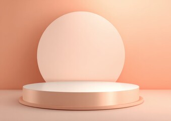 Poster - Minimalist Podium With Peach Backdrop, Ideal for Product Presentation and Modern Marketing Campaigns, Showcasing Simplicity and Clean Design : Generative AI