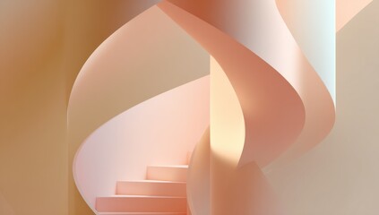 Aufkleber - Elegant Spiral Staircase in Pastel Colors, Evoking Architectural Innovation and Interior Design Trends : Generative AI
