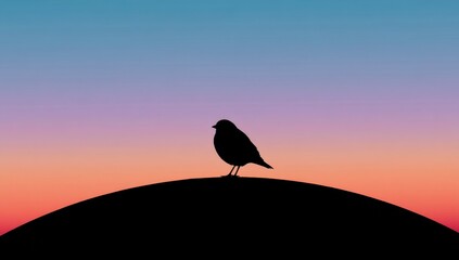 Poster - Silhouette of a Bird at Sunset, Symbolizing Freedom and Environmental Conservation With a Calming and Peaceful Atmosphere, Ideal for Meditation Apps : Generative AI