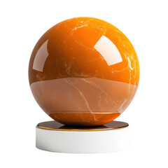 Poster - An enchanting amber crystal ball poised on a white pedestal whispering on transparent background