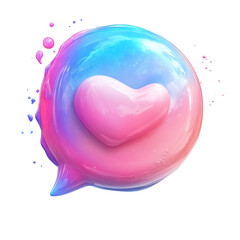 Poster - Expressing love affection through a delightful glossy speech bubble heart on transparent background