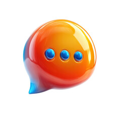 Poster - A vibrant orange and red speech bubble with three blue dots suggesting on transparent background