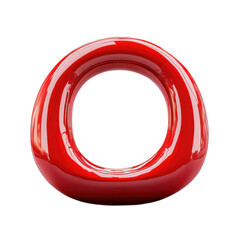 Poster - A vibrant glossy red torus shimmering in the dark embodying smooth curves on transparent background