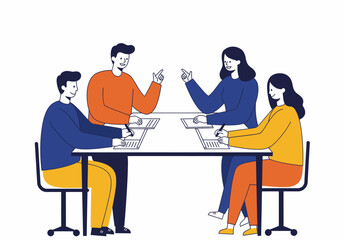Poster - Business Meeting Teamwork Discussion in Modern Office Collaboration