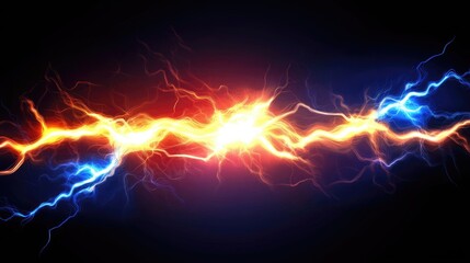 Poster - Clashing fiery and icy energy streams collide in a dark, abstract background