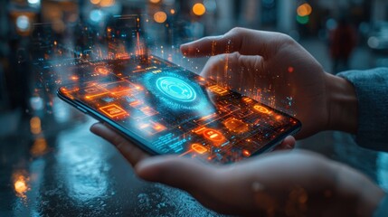 Poster - Futuristic Mobile Technology, Glimpse into Tomorrow's Digital Interface