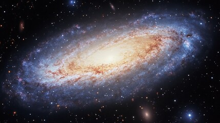 Wall Mural - A stunning spiral galaxy with bright central bulge and swirling arms in a star filled universe