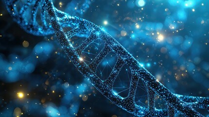 Poster - Illuminated DNA Double Helix, Microscopic Journey into Genetics