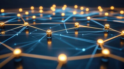 Poster - Illuminated nodes interconnected by glowing lines forming a complex network