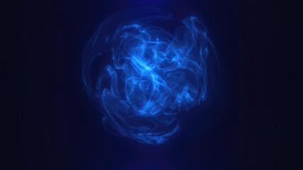 Poster - Abstract blue fluid-like shape with a glowing effect on a dark background