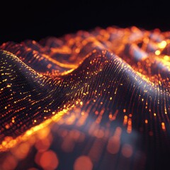 Poster - Abstract digital landscape of glowing particles
