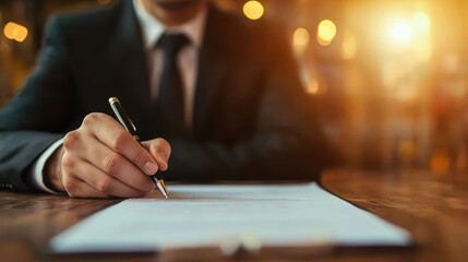 Poster - Legal Lawyer reviewing a contract with a business client in a professional setting.