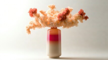 Wall Mural - a vase of pink and white flowers rests atop a white tablecloth, adorning a white table