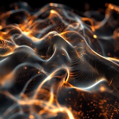 Poster - Abstract digital wave pattern with glowing particles (1)