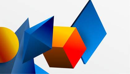 Aufkleber - Abstract geometric shapes overlap. Bright colors create dynamic composition. Minimalist design, modern aesthetic, clean lines present.