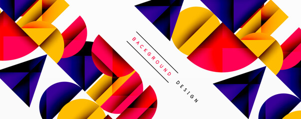 Aufkleber - Abstract geometric shapes, vibrant colors, dynamic composition. Modern design elements create visually striking background.