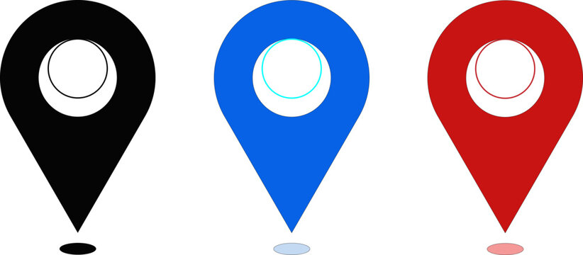 Pin icon set. Location icon vector. Destination icon. Map pin