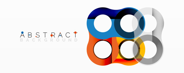 Poster - Modern abstract design features overlapping colorful circles. Bright hues create dynamic visual impact. Simple, clean aesthetic.
