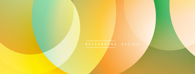 Aufkleber - Abstract colorful overlapping circles create modern background. Gradient hues blend, offering smooth visual experience. Simple design.