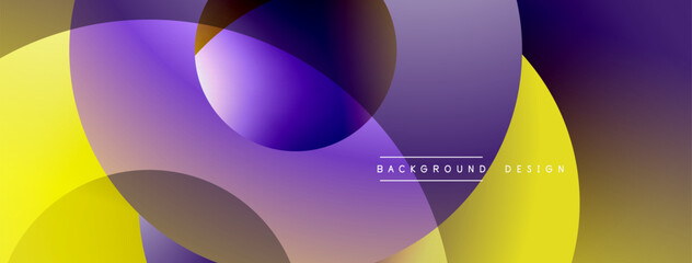 Aufkleber - Abstract shapes overlap, creating vibrant yellow, purple gradients. Modern design feels fluid, dynamic. Background suggests creativity, innovation.