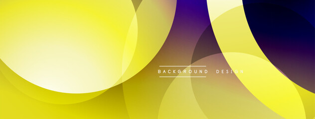 Aufkleber - Abstract yellow, purple circles overlap. Modern design features gradient hues, creating dynamic visual effect. Background text reads background design.