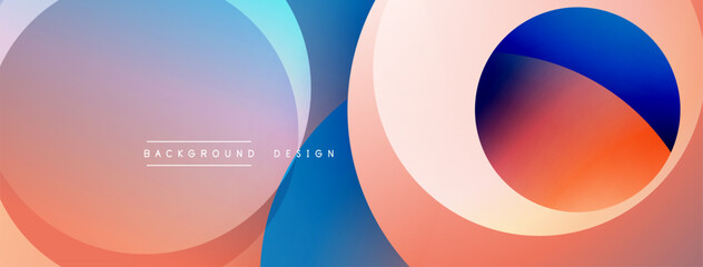 Poster - Abstract colorful layers create modern background. Soft gradients blend, forming circular shapes. Design evokes fluidity, dynamism.